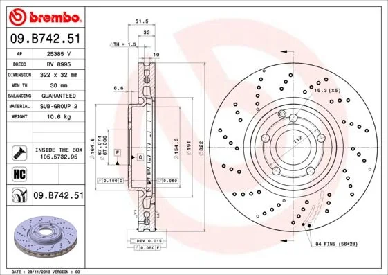 Brake Disc BREMBO 09.B742.51