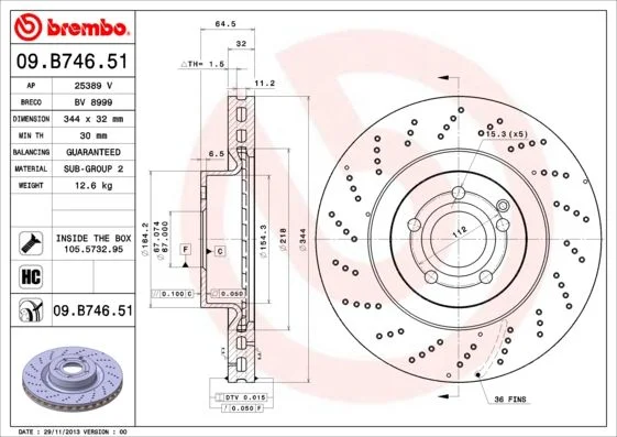 Brzdový kotúč BREMBO 09.B746.51