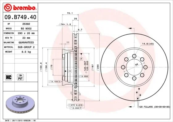 Brzdový kotúč BREMBO 09.B749.40