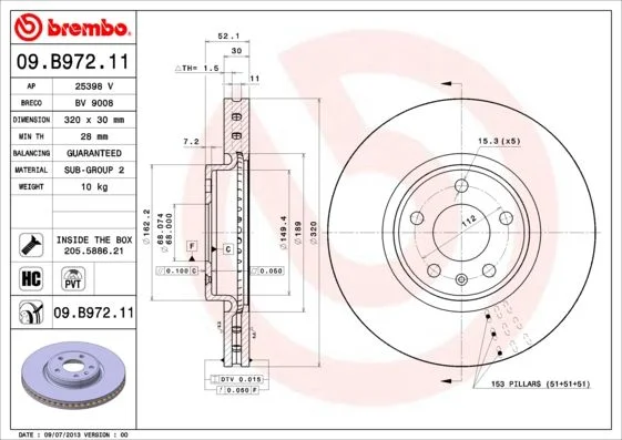 Brzdový kotúč BREMBO 09.B972.11