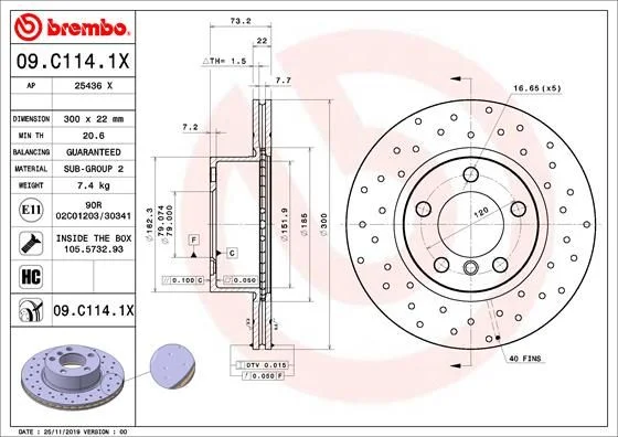 Brzdový kotúč BREMBO 09.C114.1X