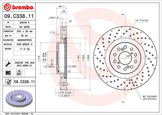 Brzdový kotúč BREMBO 09.C338.11