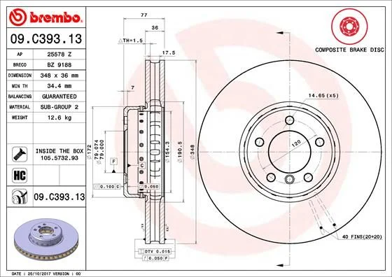 Brzdový kotúč BREMBO 09.C393.13