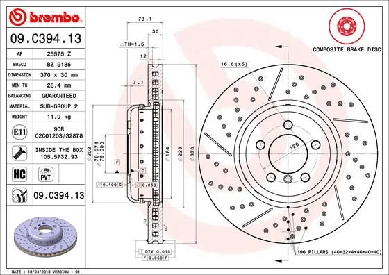 Brzdový kotúč BREMBO 09.C394.13