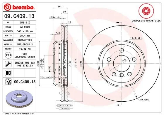 Brzdový kotúč BREMBO 09.C409.13