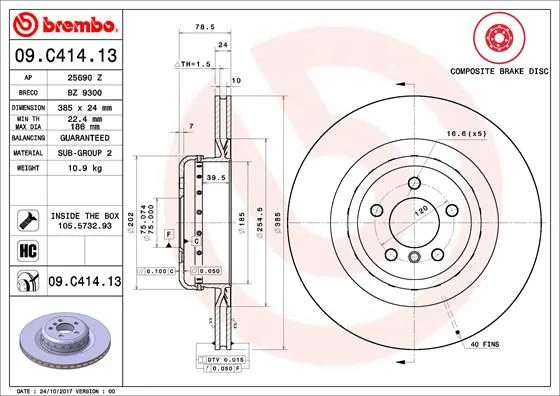 Brzdový kotúč BREMBO 09.C414.13