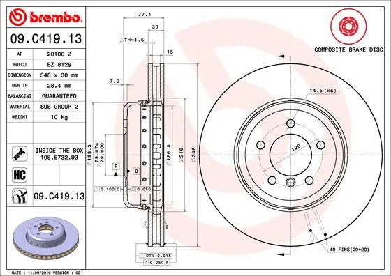 Brzdový kotúč BREMBO 09.C419.13
