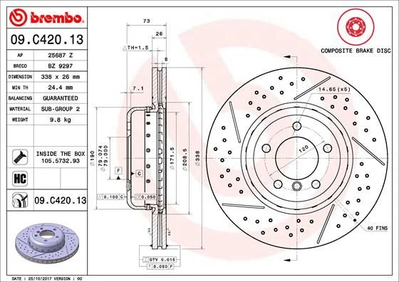 Brzdový kotúč BREMBO 09.C420.13