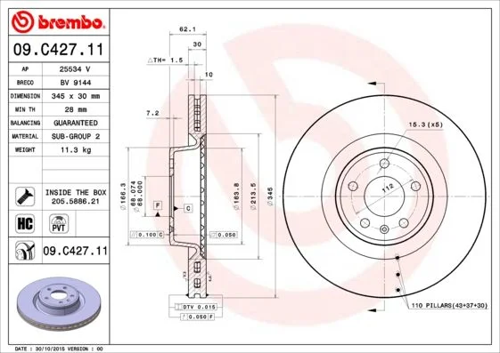 Brzdový kotúč BREMBO 09.C427.11