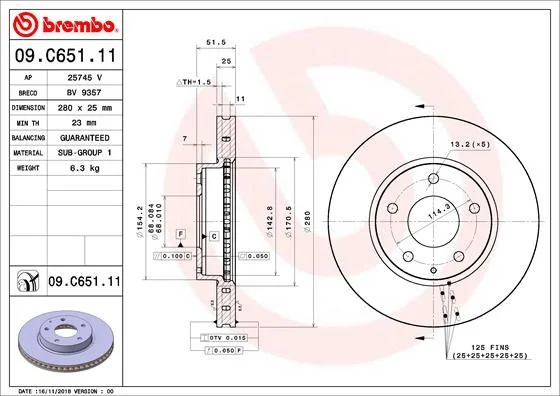 Brzdový kotúč BREMBO 09.C651.11