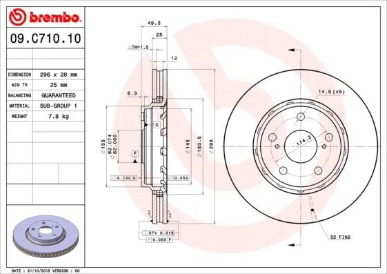 Brzdový kotúč BREMBO 09.C710.11