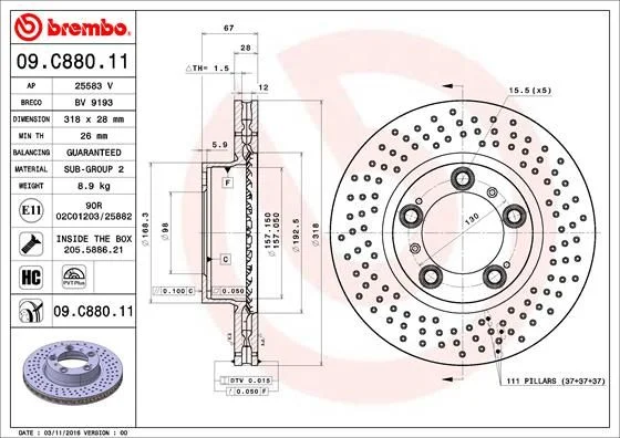 Brzdový kotúč BREMBO 09.C880.11