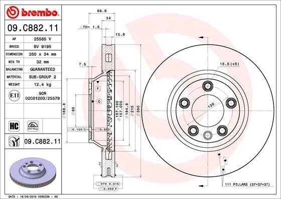 Brzdový kotúč BREMBO 09.C882.11