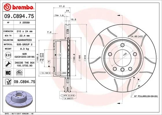 Brzdový kotúč BREMBO 09.C894.75