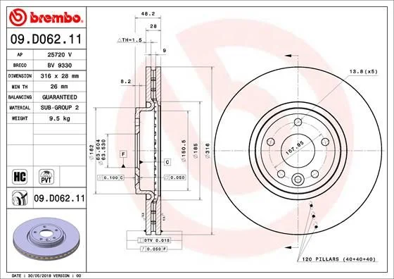 Brake Disc BREMBO 09.D062.11