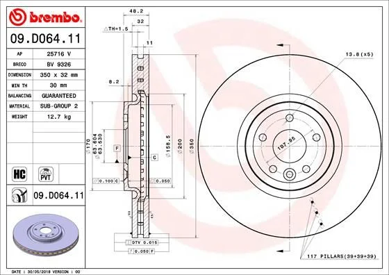 Brzdový kotúč BREMBO 09.D064.11