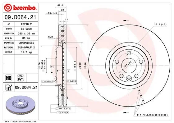 Brzdový kotúč BREMBO 09.D064.21