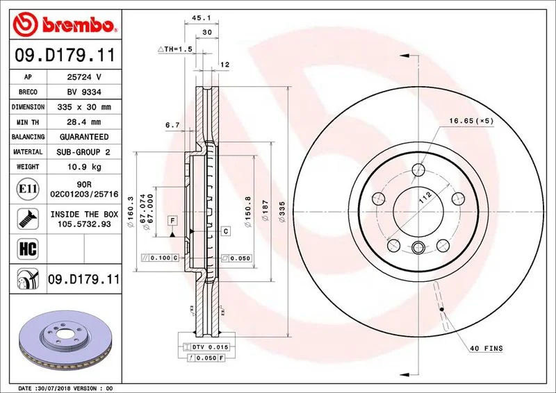 Brake Disc BREMBO 09.D179.11