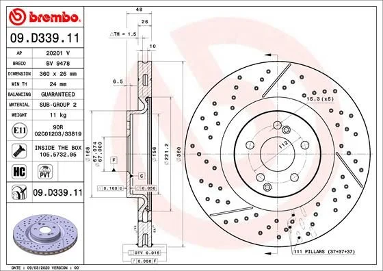 Brzdový kotúč BREMBO 09.D339.11