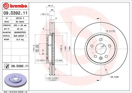 Brzdový kotúč BREMBO 09.D392.11
