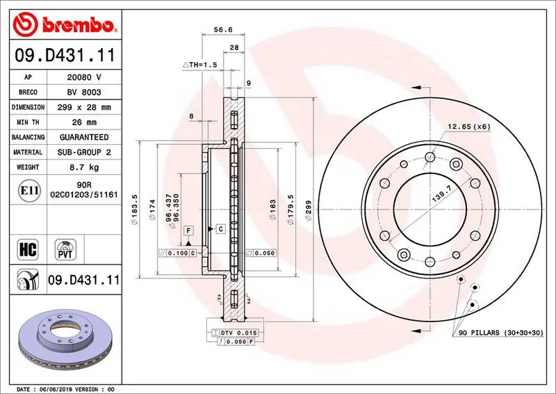 Brake Disc BREMBO 09.D431.11