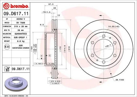 Brake Disc BREMBO 09.D617.11