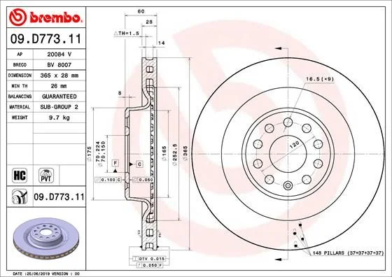 Brzdový kotúč BREMBO 09.D773.11