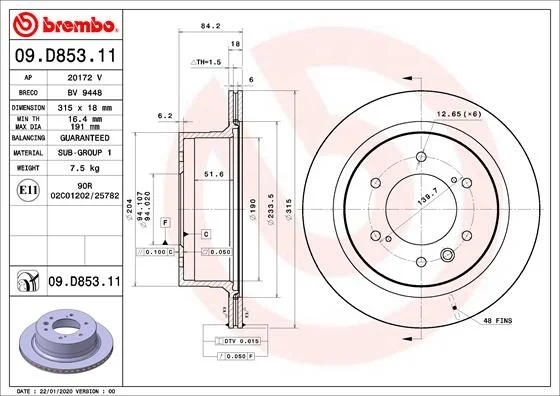 Brzdový kotúč BREMBO 09.D853.11
