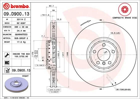 Brzdový kotúč BREMBO 09.D900.13