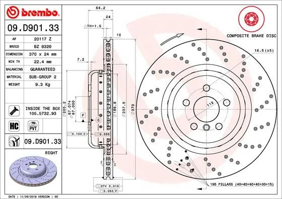 Brzdový kotúč BREMBO 09.D901.33