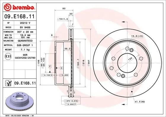 Brake Disc BREMBO 09.E168.11