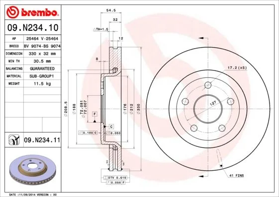 Brake Disc BREMBO 09.N234.11