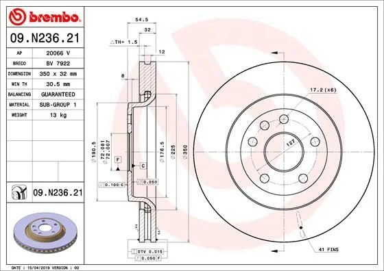 Brzdový kotúč BREMBO 09.N236.21