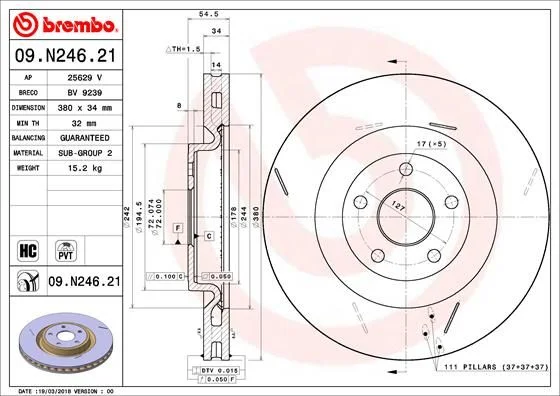 Brzdový kotúč BREMBO 09.N246.21