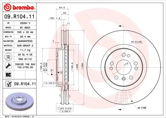 Brzdový kotúč BREMBO 09.R104.11