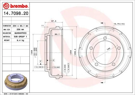 Brake Drum BREMBO 14.7098.20