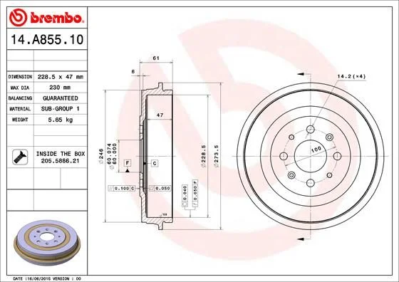 Brake Drum BREMBO 14.A855.10