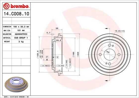 Brake Drum BREMBO 14.C008.10