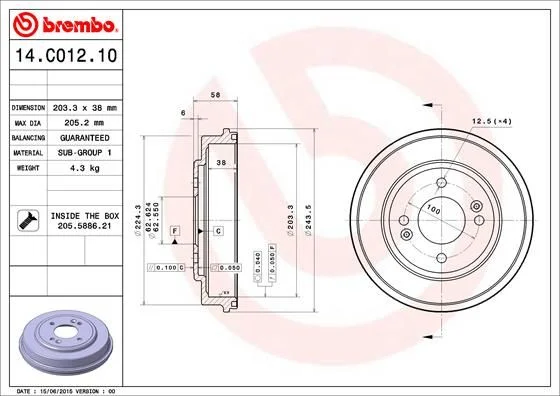 Brzdový bubon BREMBO 14.C012.10