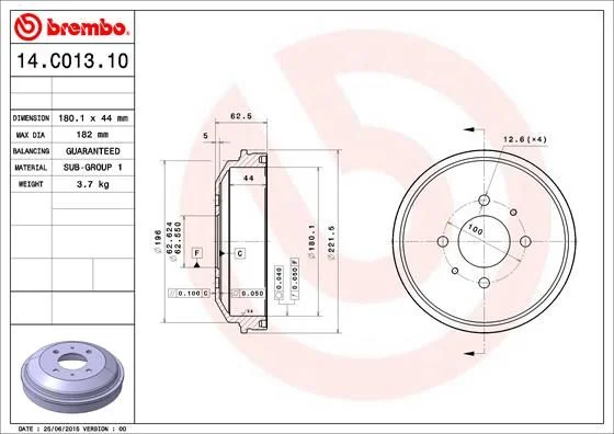 Brake Drum BREMBO 14.C013.10