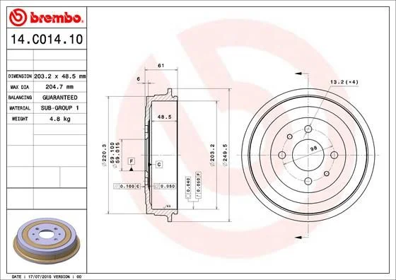 Brake Drum BREMBO 14.C014.10