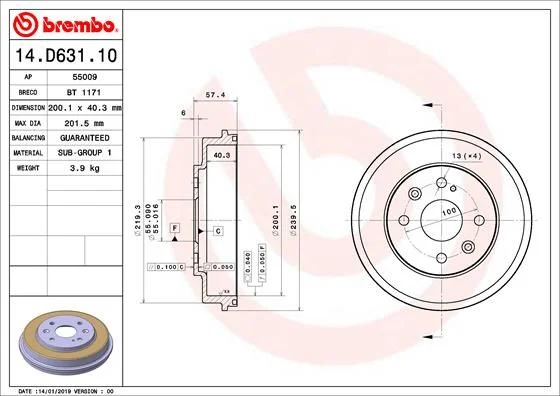 Brake Drum BREMBO 14.D631.10