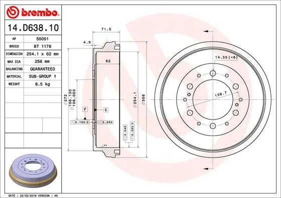 Brake Drum BREMBO 14.D638.10