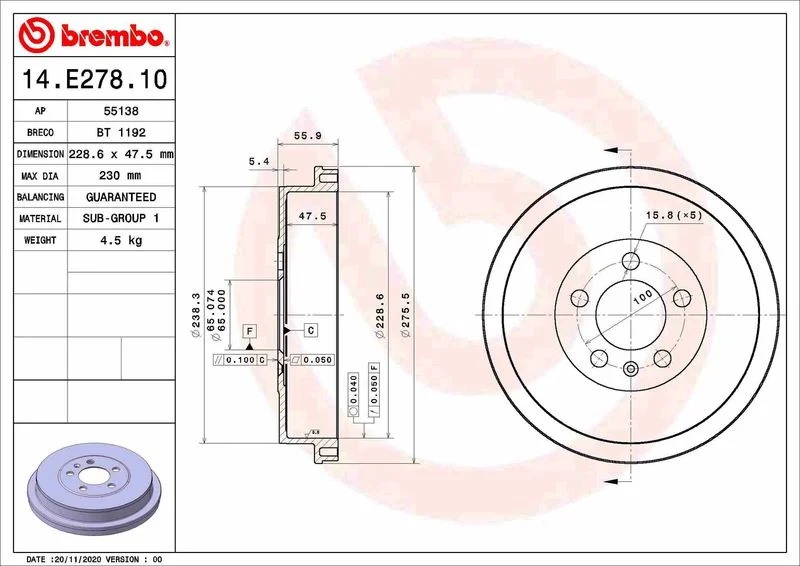 Brake Drum BREMBO 14.E278.10