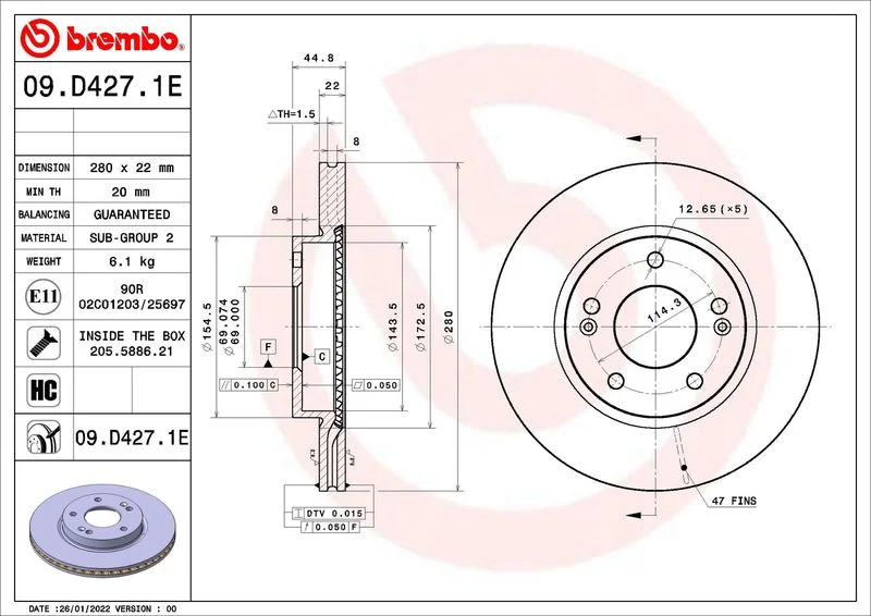 Brake Kit, disc brake BREMBO KT 08 013