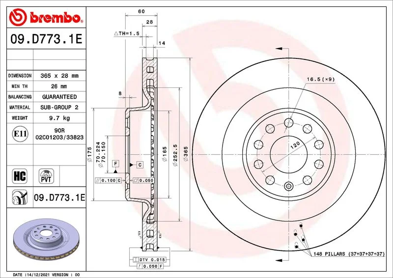 Sada brzd, kotúčová brzda BREMBO KT 08 022