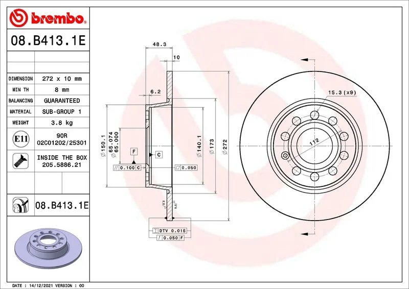 Sada brzd, kotúčová brzda BREMBO KT 08 025