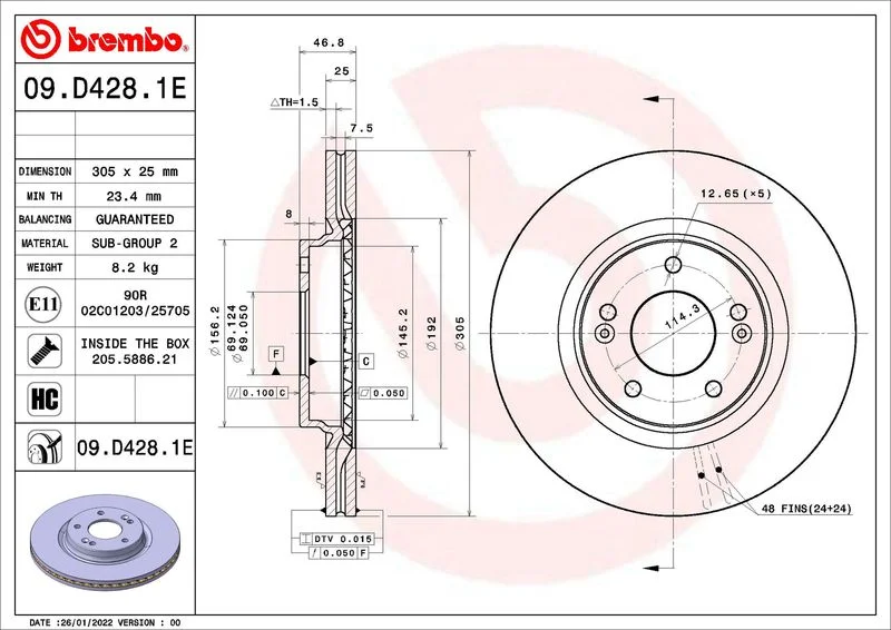 Sada brzd, kotúčová brzda BREMBO KT 08 028