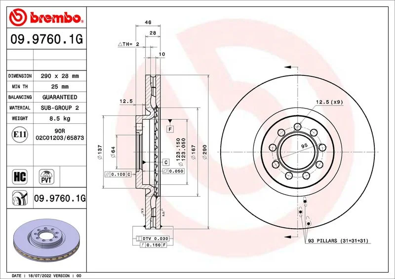 Brake Kit, disc brake BREMBO KT 10 022