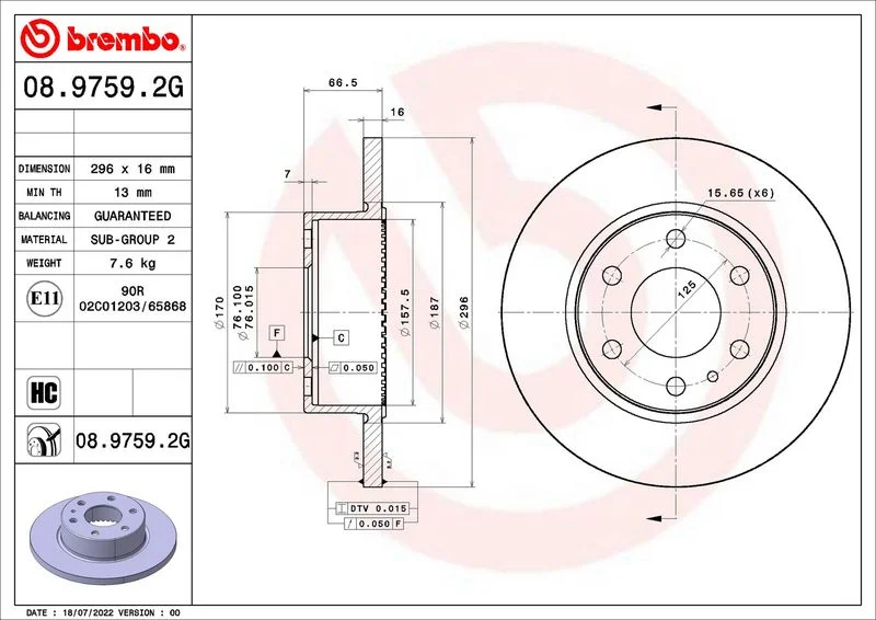 Brake Kit, disc brake BREMBO KT 10 023